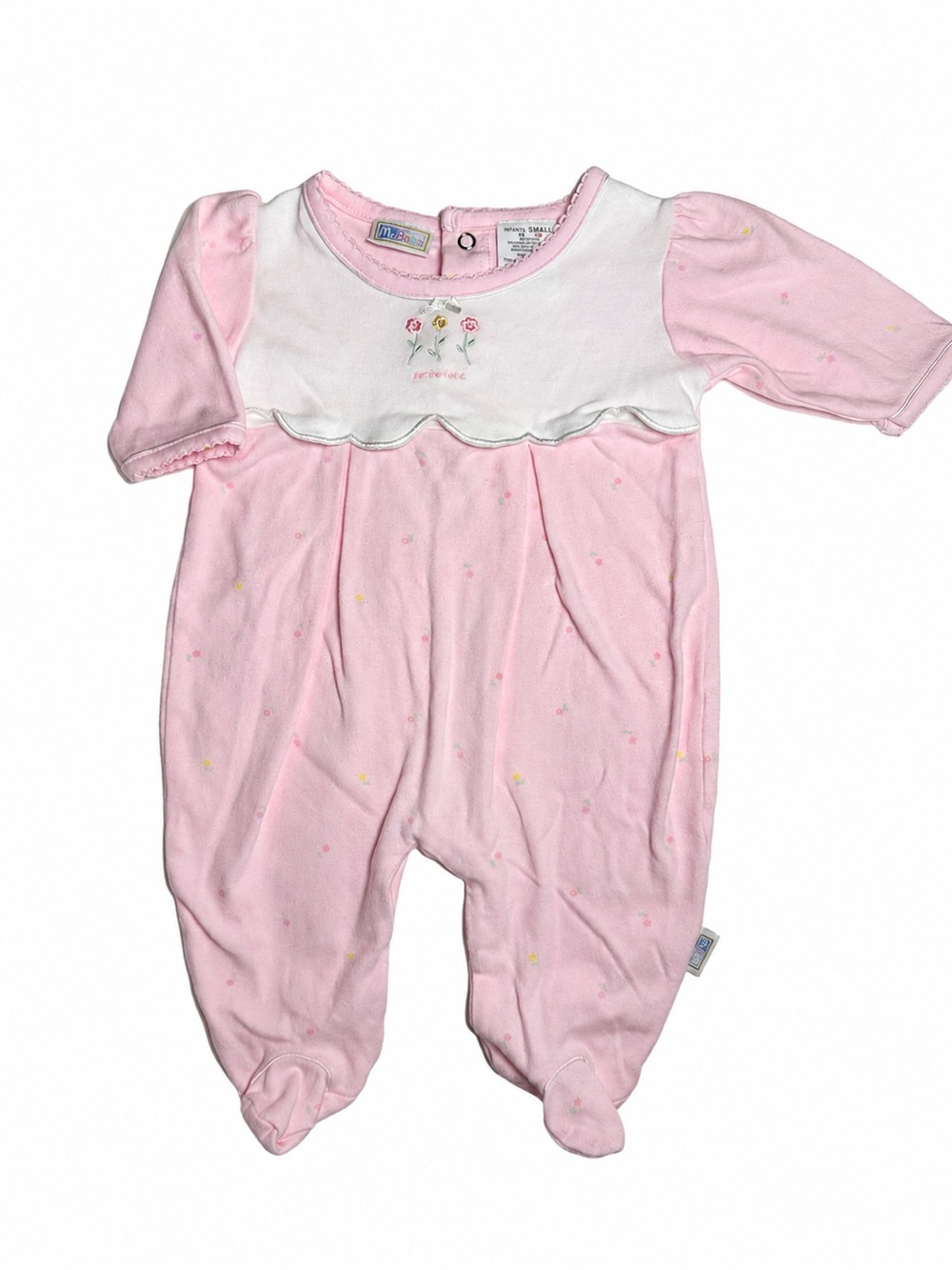 Vintage McBaby 0-3M infant pink floral pajama embroidered grandmacore sleeper